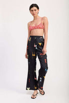 PRINTED SATIN WIDE LEG PANTS Meadeux