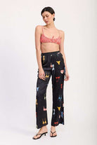 PRINTED SATIN WIDE LEG PANTS Meadeux