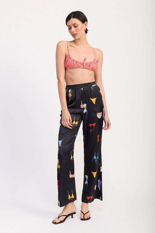 PRINTED SATIN WIDE LEG PANTS Meadeux