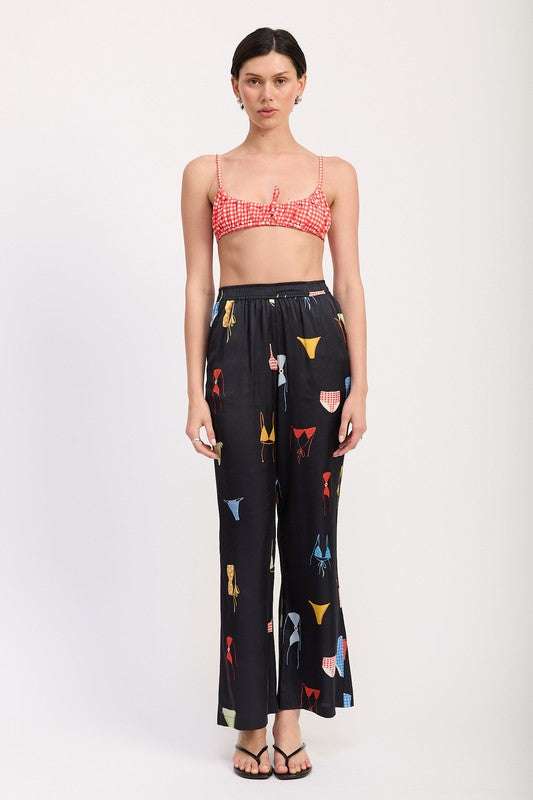 PRINTED SATIN WIDE LEG PANTS Meadeux
