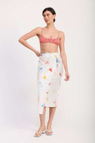 PRINTED SATIN MIDI SKIRT WITH SIDE RUCHE Meadeux
