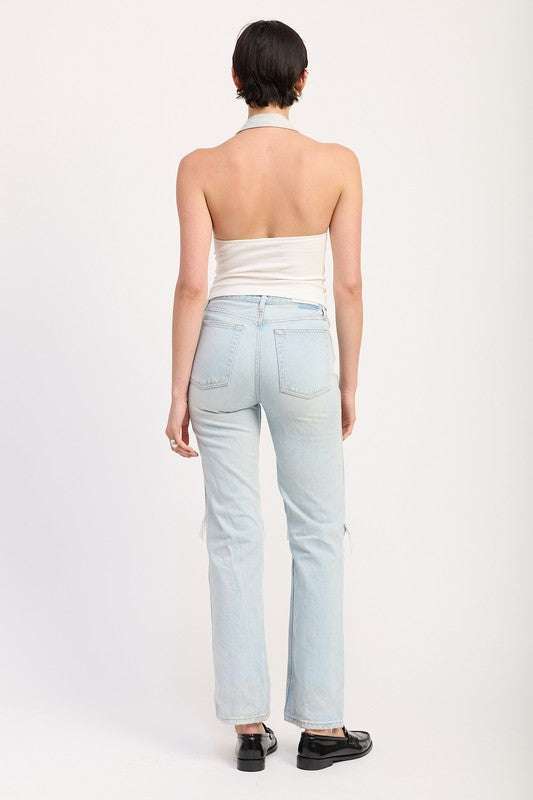 CONTRASTED HALTER NECK TOP Meadeux