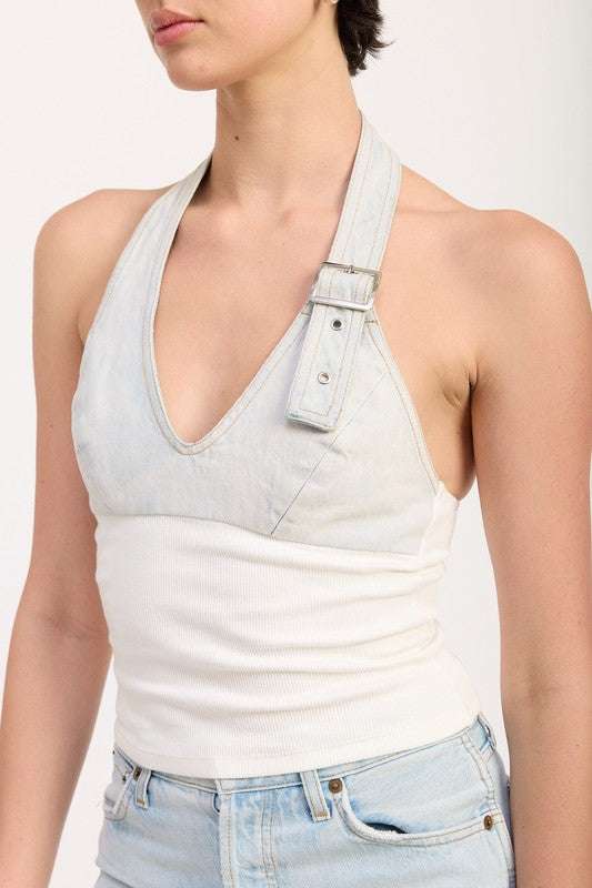 CONTRASTED HALTER NECK TOP Meadeux