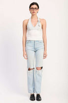CONTRASTED HALTER NECK TOP Meadeux