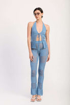 CROCHET HALTER TIE FRONT TOP Meadeux