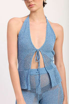 CROCHET HALTER TIE FRONT TOP Meadeux