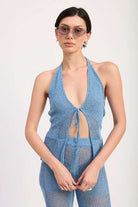 CROCHET HALTER TIE FRONT TOP Meadeux