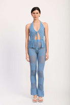CROCHET HALTER TIE FRONT TOP Meadeux