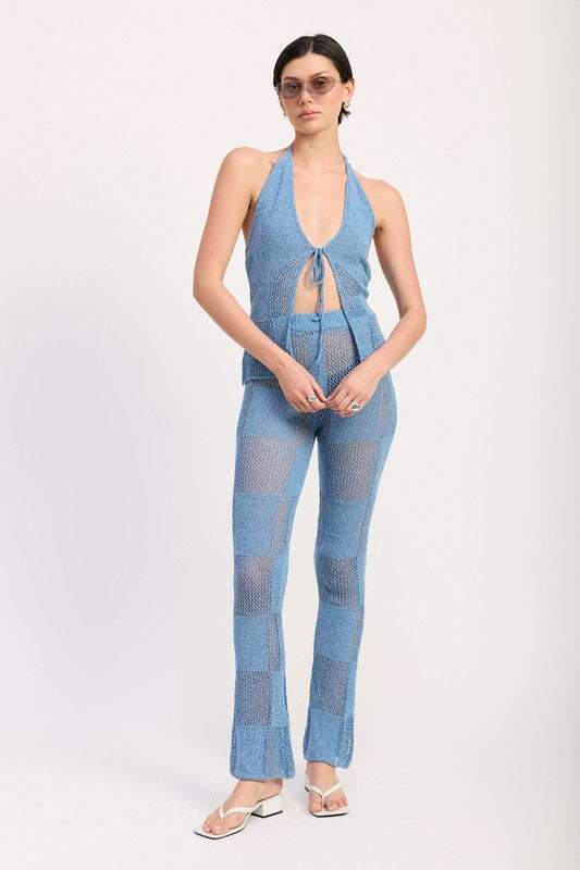 SHEER CROCHET FLARE PANTS Meadeux