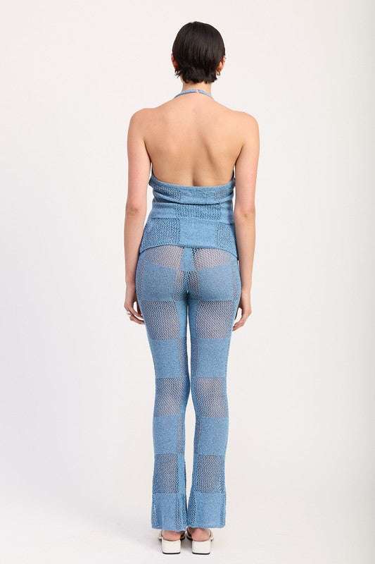SHEER CROCHET FLARE PANTS Meadeux