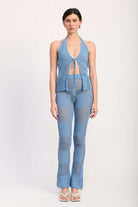 SHEER CROCHET FLARE PANTS Meadeux