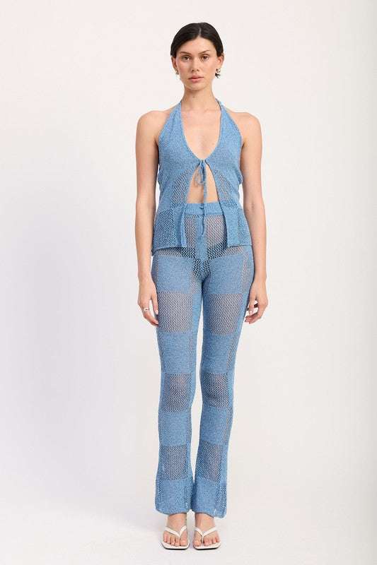 SHEER CROCHET FLARE PANTS Meadeux