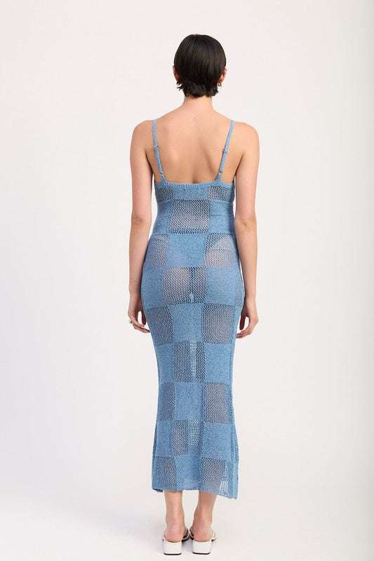 CONTRASTED MAXI SHEER DRESS Meadeux