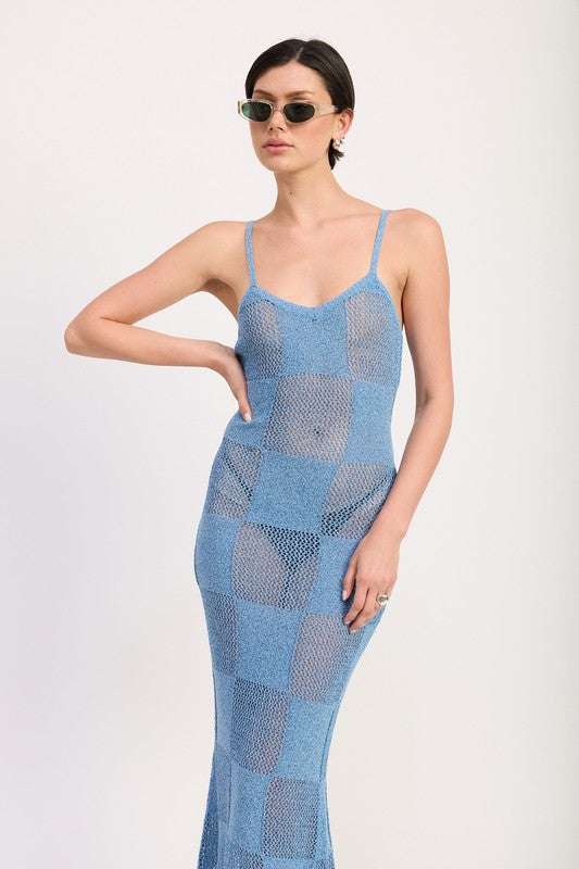 CONTRASTED MAXI SHEER DRESS Meadeux