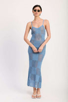 CONTRASTED MAXI SHEER DRESS Meadeux