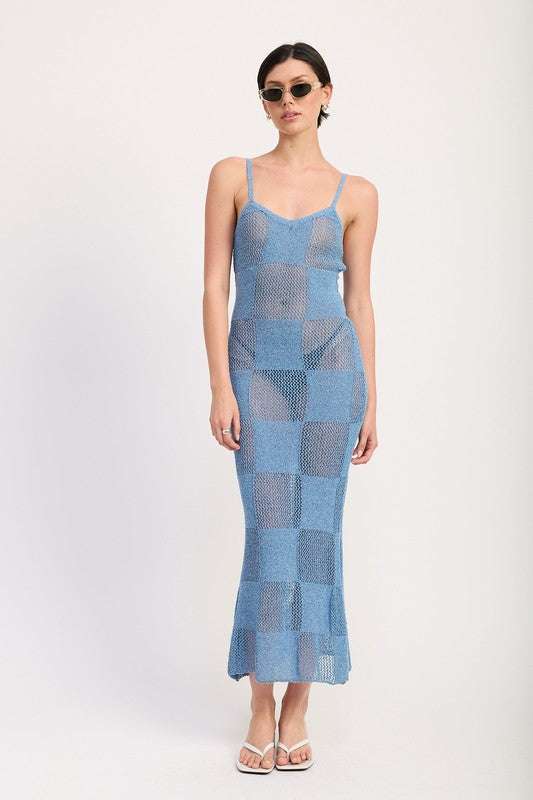 CONTRASTED MAXI SHEER DRESS Meadeux
