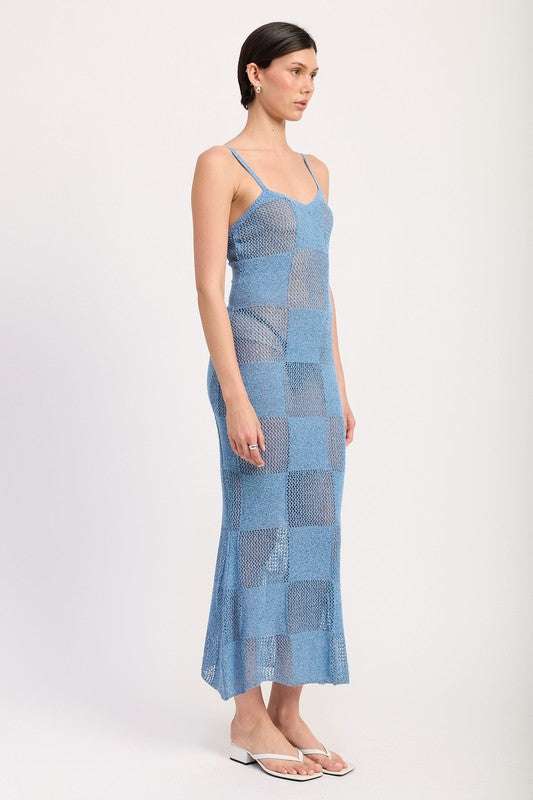 CONTRASTED MAXI SHEER DRESS Meadeux