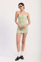 GINGHAM BUSTIER TOP WITH BACK TIE Meadeux