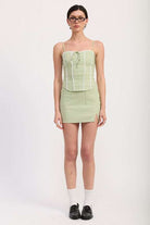 GINGHAM BUSTIER TOP WITH BACK TIE Meadeux