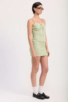 GINGHAM BUSTIER TOP WITH BACK TIE Meadeux