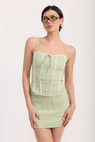 GINGHAM BUSTIER TOP WITH BACK TIE Meadeux