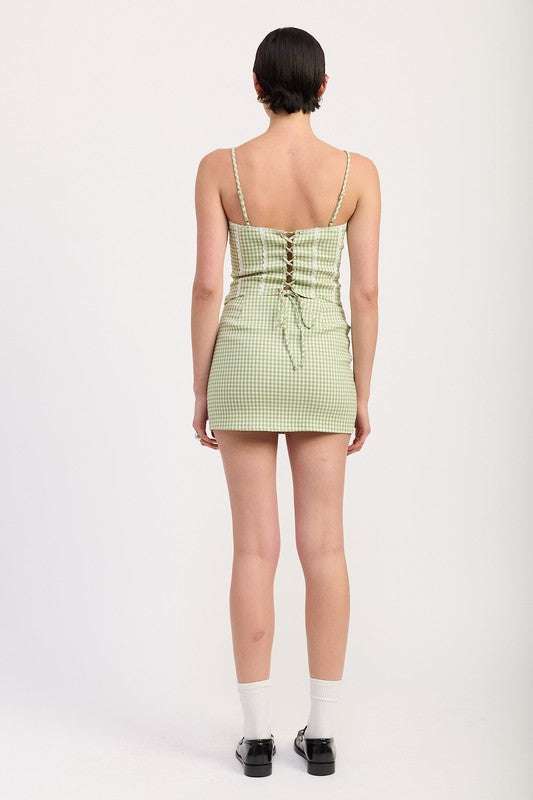 GINGHAM BUSTIER TOP WITH BACK TIE Meadeux
