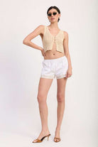 CROCHET BUTTON FRONT VEST TOP Meadeux