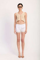 CROCHET BUTTON FRONT VEST TOP Meadeux