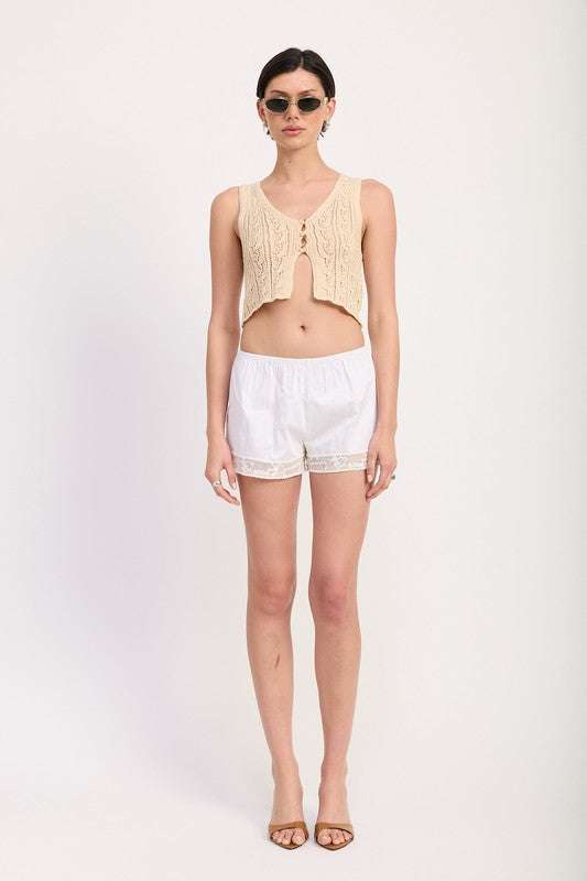 CROCHET BUTTON FRONT VEST TOP Meadeux