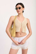 CROCHET BUTTON FRONT VEST TOP Meadeux