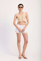 CROCHET BUTTON FRONT VEST TOP Meadeux