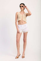 CROCHET BUTTON FRONT VEST TOP Meadeux
