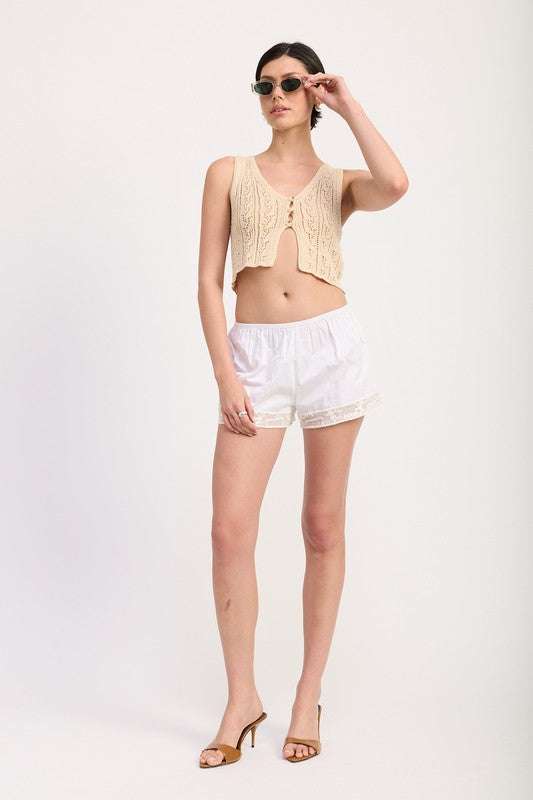 CROCHET BUTTON FRONT VEST TOP Meadeux
