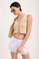 CROCHET BUTTON FRONT VEST TOP Meadeux