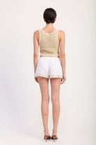 CROCHET BUTTON FRONT VEST TOP Meadeux