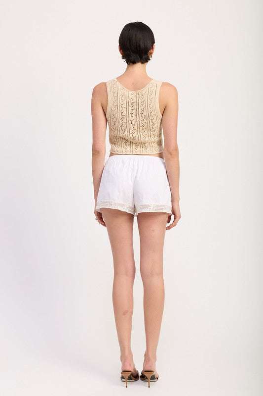 CROCHET BUTTON FRONT VEST TOP Meadeux
