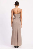 BIAS CUT FLARED MAXI DRESS WITH LACE TRIM Meadeux