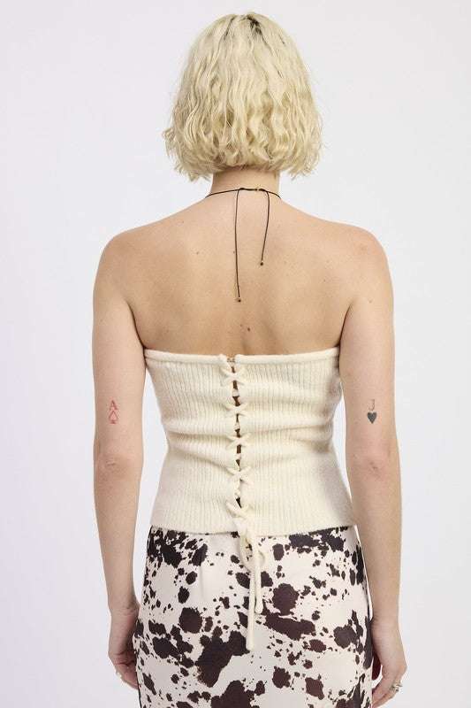 LACE UP TUBE SWEATER TOP Meadeux