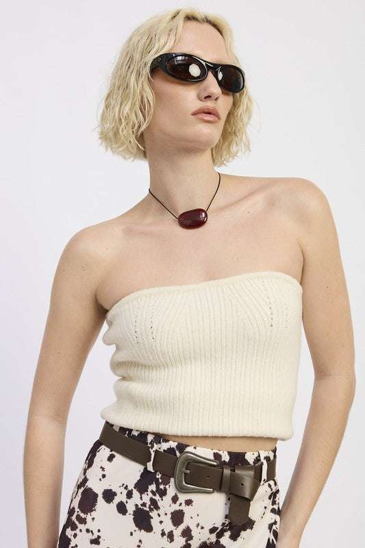 LACE UP TUBE SWEATER TOP Meadeux