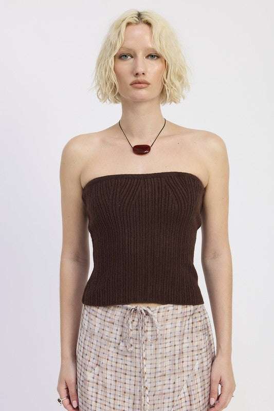 LACE UP TUBE SWEATER TOP Meadeux