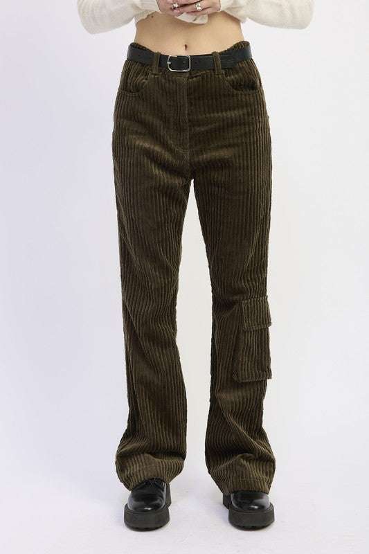 WIDE LEG CORDUROY PANT WITH POCKET DETAIL Meadeux