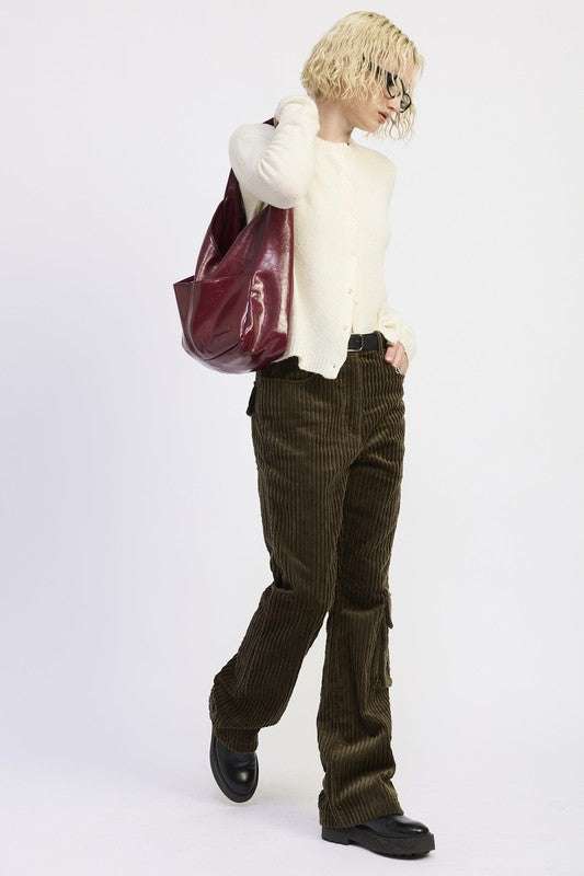 WIDE LEG CORDUROY PANT WITH POCKET DETAIL Meadeux