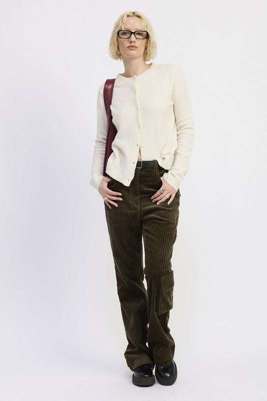 WIDE LEG CORDUROY PANT WITH POCKET DETAIL Meadeux