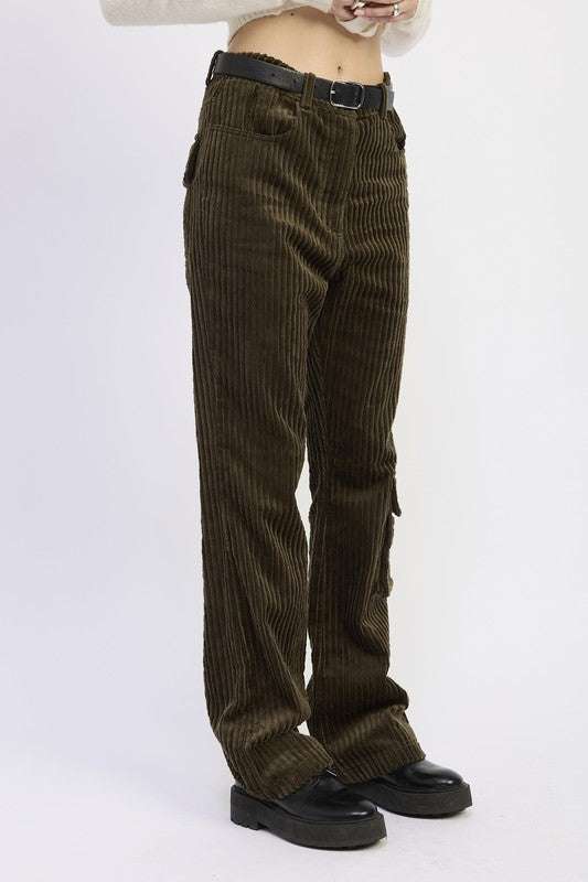 WIDE LEG CORDUROY PANT WITH POCKET DETAIL Meadeux
