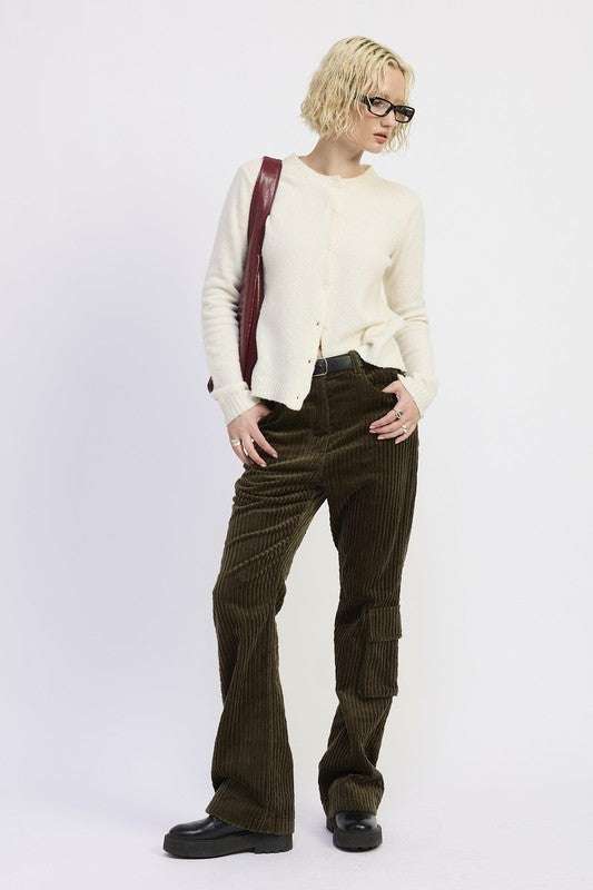 WIDE LEG CORDUROY PANT WITH POCKET DETAIL Meadeux