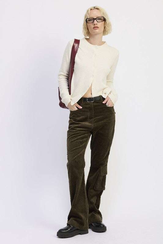 WIDE LEG CORDUROY PANT WITH POCKET DETAIL Meadeux
