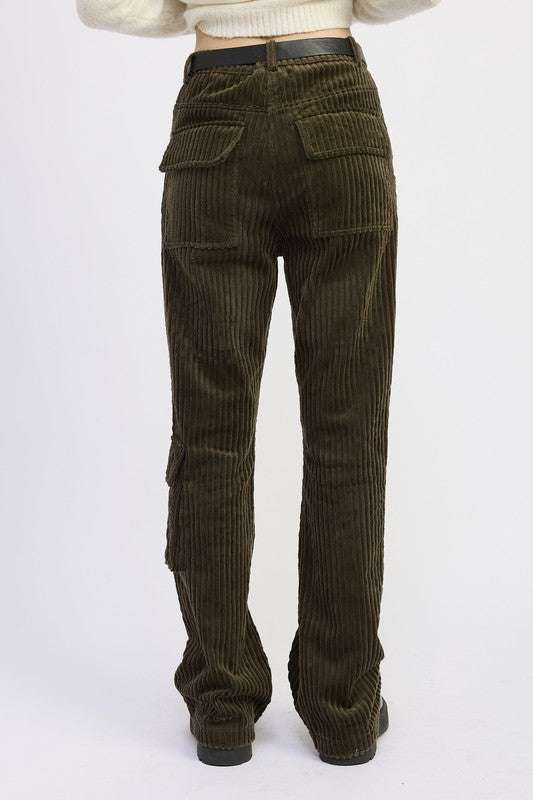 WIDE LEG CORDUROY PANT WITH POCKET DETAIL Meadeux
