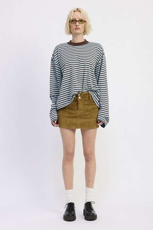 CORDUROY MINI SKIRT WITH BUTTON Meadeux