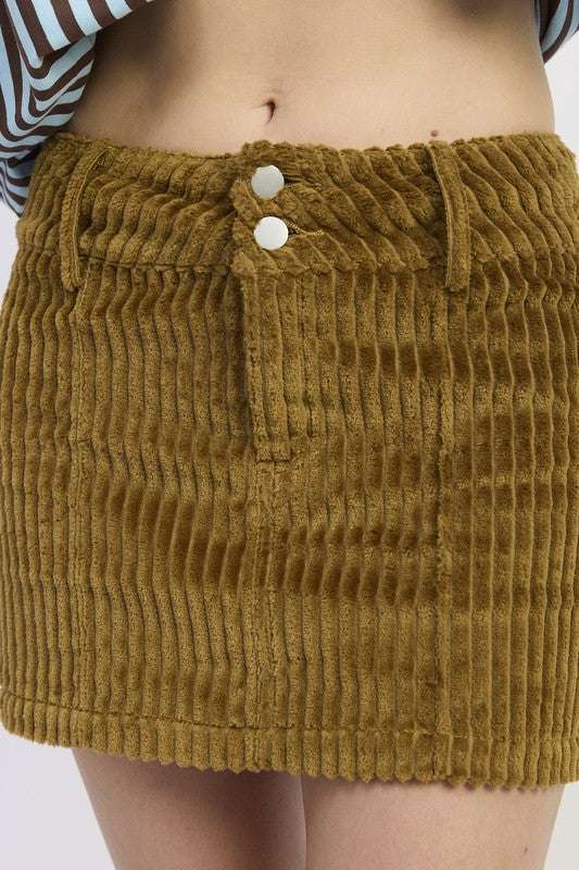 CORDUROY MINI SKIRT WITH BUTTON Meadeux