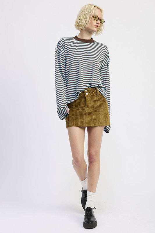 CORDUROY MINI SKIRT WITH BUTTON Meadeux